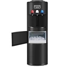 ICEPURE Water Cooler Dispenser with Build-in Ice Maker, Hot and Cold Water Dispenser with Bullet Ice Maker, 33lbs/24H, Child-Lock,Top Loading