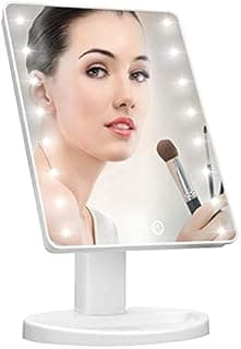 KOOKIN Lighted Vanity Makeup Mirror 16 Led Lights 180 Degree Rotation Lighted Mirror Touch Screen Adjusted Brightness Desk Mirrors USB Dual Supply Bathroom Beauty Cosmetic Mirrors (White)
