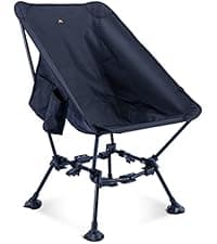 iClimb Ultralight Compact Camping Folding Beach Chair with Anti-Sinking Large Feet and Back Support Webbing (Black - Square Frame)