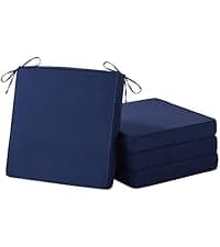IASEAHK Chair Cushions for Dining Chairs, Seat Cushions for Kitchen Chairs, Indoor Seat Cushions with Ties, Tufted Foam Chair Pads, Non Slip Chair Cushions Set of 4, 15.5" x 15.5" x 4", Navy Blue