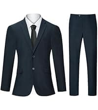 Men's Suit 3 Piece Slim Fit Suit Set, Two Button Solid Jacket Vest Pants with Tie, Men Tuxedo Suit Set