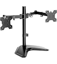 WALI Dual Monitor Stand for 13-32 inch Computer Screens, Dual Monitor Arms for 2 Monitors Holds up to 22 lbs, Height Adjustable Dual Monitors Mount, VESA 75x75/100x100mm (GSMP002N), Black