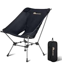 MOON LENCE Portable Camping Chair Backpacking Chair - The 4th Generation Ultralight Folding Chair - Compact, Lightweight Foldable Chairs for Hiking Mountaineering, Beach (Black-1Pack)