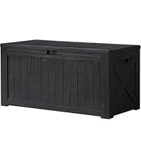Devoko 30 Gallon Resin Deck Box Waterproof Outdoor Storage Box for Patio Furniture Pool Accessories Indoor Storage for Cushion Garden Tools (30 Gallon, Black)