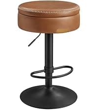 VASAGLE EKHO Collection - Bar Stools Set of 4, Counter Height Bar Stools, Synthetic Leather with Stitching, Mid-Century Modern Counter Stools, 26-Inch Tall, Kichen Home Bar Dining Room, Caramel Brown