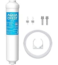 AQUA CREST INL 5 Years Inline Water Filter for Ice Maker with 1/4-Inch Direct Connect Fittings, Idea for Ice Maker, Refrigerator, RV, Inline Refrigerator Water Filter Reduces Chlorine, Taste& Odor