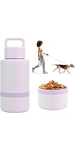 Insulated Dog Travel Water Bottle With Detachable Bowls, Ideal Dog Mom Gifts for Women, Portable Water Bottle Dispenser, For Walking, Hiking, Camping, Outdoor (Pink:Best Dog Mom, 32 Oz)