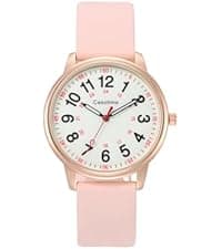 Casotime Men's Leather Band Chronograph Watch - 30M Waterproof Big Face Analog Quartz Date - Work Sport Casual Classical Fashion Designer Dress Wrist Watch - Elegant Gift for Men