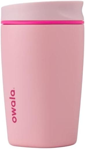 Owala SmoothSip Slider Insulated Stainless Steel Coffee Tumbler, Reusable Iced Coffee Cup, Hot Coffee Travel Mug, BPA Free 12 oz, Pink (Pucker Up) B0DF44GN8Y