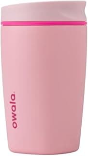 Owala SmoothSip Slider Insulated Stainless Steel Coffee Tumbler, Reusable Iced Coffee Cup, Hot Coffee Travel Mug, BPA Free 12 oz, Pink (Pucker Up) B0DF44GN8Y