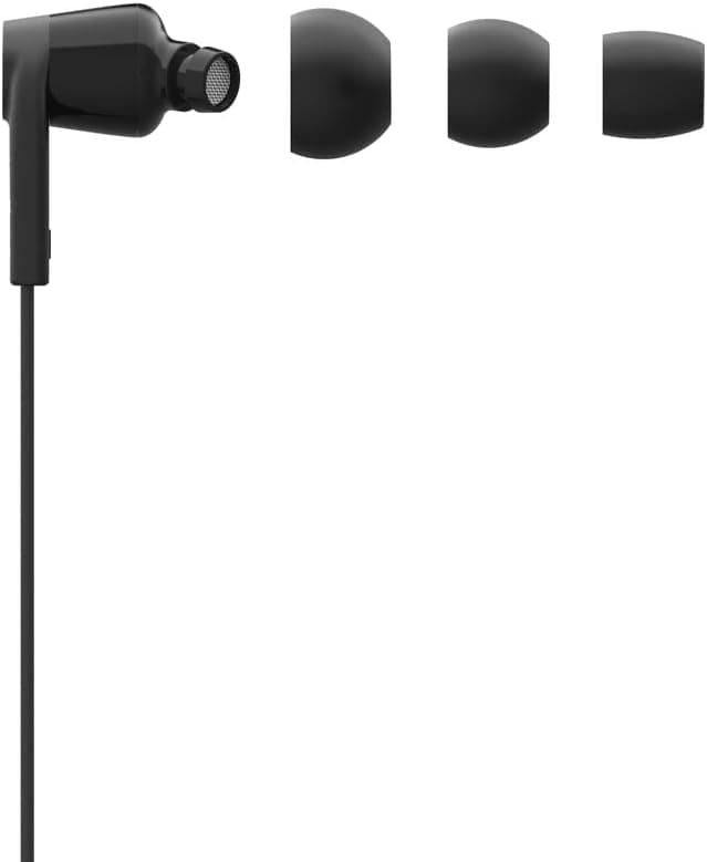 Belkin SoundForm Wired Earbuds with USB-C Connector, In-Ear Earphones w/ Microphone - USB-C Headphones for iPhone 15, iPad Mini, Galaxy S24, Google Pixel, Android, and More - Black
