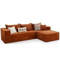 ABCASA Faux Leather Accent Chair with Ottoman,Upholstered Armchair with Storage,Extra-Deep-Seated Modular Single Sofa,Reading Chair with Footrest for Living Room Lounge Chair Brown