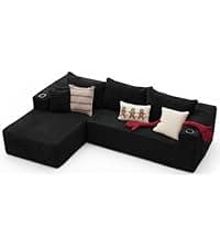 ABCASA Black Oversized Accent Chair with Removable & Washable Chenille Cover, Modern Mid-Century Upholstered Armchair, Deep Seat Comfy Reading Chair for Living Room, Pet & Kid Friendly