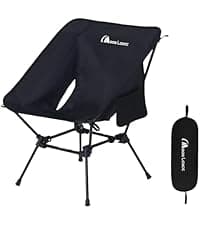 MOON LENCE Portable Camping Chair Plus, Larger & Roomier, Compact and Lightweight Still, Folding Chair for Backpacking & Hiking, 330Lbs Capacity (Black)