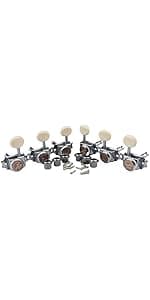 Guyker Guitar Locking Tuners (6 for Right) - 1:18 Lock String Tuning Key Pegs Machine Head with Hexagonal Handle Replacement for ST TL SG LP Style Electric, Folk or Acoustic Guitars - Chrome