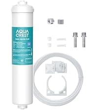 AQUA CREST INL 5 Years Inline Water Filter for Ice Maker with 1/4-Inch Direct Connect Fittings, Idea for Ice Maker, Refrigerator, RV, Inline Refrigerator Water Filter Reduces Chlorine, Taste& Odor