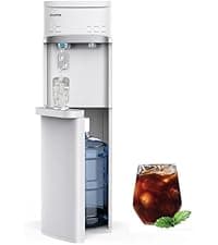 Self Cleaning Hot and Cold Bottom Load Water Cooler Dispenser with Ice Maker 5 Gal Built-in Bullet Ice Maker 22lbs Daily Capacity Black