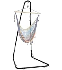 Sunnydaze Outdoor Hammock Chair Swing for Reading - Hanging Hammock Swing for Indoor or Patio - 300lb Capacity - Caribbean XL - Tan