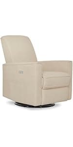 Evolur Raleigh Upholstered Manual Glider Recliner– Rocking & 360° Swivel with Smooth Glide – Greenguard Gold & FSC Certified – Modern Nursery and Living Room Chair in Light Grey