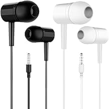 Giethob 2 Set 3.5mm Wired in-Ear Earphones - Premium Sound Quality with Mic, Perfect for Noise-Free Calls (Black & White)