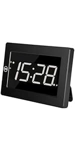 Timegyro Digital Alarm Clock Battery Operated with LED Display for Bedrooms, Long Battery Life for 12 Months, 3 Brightness Adjustable, 12/24 Hour, Snooze, Black Case with White Digits