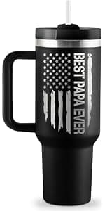 Best Papa Gifts for Fathers Day Christmas 40oz Travel Cup Insulated Tumbler with Handle & Straw ROSTANTEN Papa Gifts Birthday Gifts for Papa from Grandkids B0F5J1RJCL