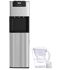 VECYS Self-Clean Bottom Loading Ice Maker Water Dispenser for 5 Gallon Bottle, Hot Cold Room Water 22LBS Daily Ice Making, Child Safety Lock, Black