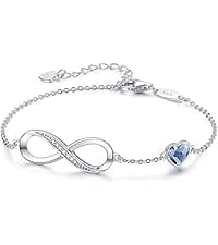 CDE Forever Love Heart Necklaces for Women, Wedding Anniversary, Birthday Mothers Day Gifts for Mom, Mother, Wife, Girlfriend, S925 Silver Jewelry with Birthstone Pendant