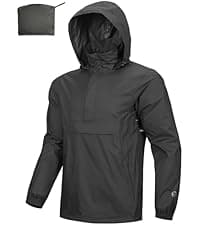 Outdoor Ventures Men's Rain Jacket Waterproof Lightweight Packable Rain Pullover for Hiking Golf Running