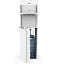 IKT 4-in-1 Hot/Cold Water Cooler with Ice Maker, 5 Gal, Bottom Load, Bullet Ice 22lbs Per Day Innovative Slim & Sleek Design for Home or Office White