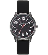 Casotime Men's Leather Band Chronograph Watch - 30M Waterproof Big Face Analog Quartz Date - Work Sport Casual Classical Fashion Designer Dress Wrist Watch - Elegant Gift for Men