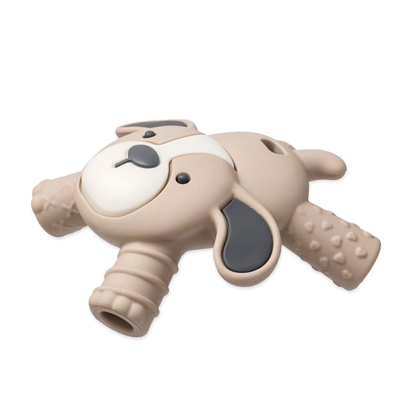 Itzy Ritzy - Ritzy Teether for Molars - Massages Sore Gums & Reaches Back Molars - Silicone Baby Teething Toy with Multiple Textures & Flexible Design - Teething Relief for 3 Months & Up (Puppy)