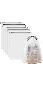 15.7" x 11.8" Waterproof Dustproof Portable Travel Shoe Storage Bag for Men and Women Clear Shoe Bags for Travel 5 PCS, Drawstring Travel Shoe Bags for Packing B0C6X2VP9R