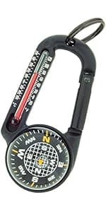 Sun Company TempaComp - Ball Compass and Thermometer Carabiner | Hiking, Backpacking, and Camping Accessory | Clip On to Pack, Parka, or Jacket
