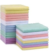 HOMEXCEL Microfiber Washcloths 12 Pack, Highly Absorbent and Soft Face Towel, Multi-Purpose Wash Cloths for Bathroom, Gym, Hotel, Spa and Kitchen, Multicolor 12x12 Inch