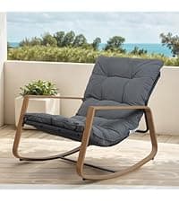 Grand patio Outdoor Rocking Chair, Oversized Papasan Rocking Chair with Thick Cushion, Indoor Outdoor Cozy Rocker for Balcony, Living Room, Patio, Gray