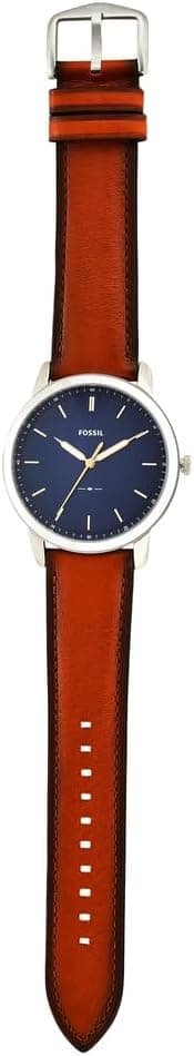 Fossil Men's Minimalist Quartz Stainless Steel and Leather Three-Hand Watch