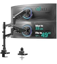 WALI Dual Monitor Stand for 13-32 inch Computer Screens, Dual Monitor Arms for 2 Monitors Holds up to 22 lbs, Height Adjustable Dual Monitors Mount, VESA 75x75/100x100mm (GSMP002N), Black