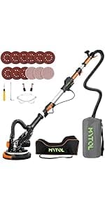 MYTOL Drywall Sander, 7.2A Electric Drywall Sander with Vacuum Dust Collection, LED Light, 6 Variable Speed Digital Display 900-1800RPM, Foldable & Extendable Handle (GREY)