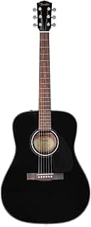 Fender Acoustic Guitar, with 2-Year Warranty, CD-60 Dreadnought V3 Classic Design with Rounded Walnut Fingerboard and Alloy Steel Strings, Glossed Black Finish, Spruce Top, Includes Hard-Shell Case