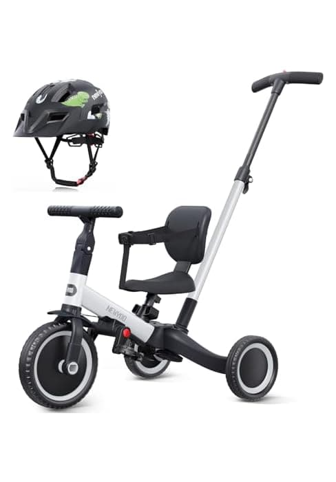 Toddler Trike with Push Handle Lets Parents Steer and Converts to Balance Bike, Fun Outdoor Toy for Boys and Girls, Khaki newyoo TR007 5-in-1 Tricycle for Toddlers 1-3, Toddler Bike, Birthday Gift B0CWLTLC2F
