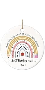 Heartfelt teacher Christmas ornament. A thoughtful thank you gift for teachers that shines with appreciation. Ready to hang. Teacher Christmas Ornaments – Best Merry for Teachers (B48) B0D9GZF921