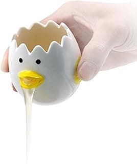 LuoCoCo Cute Egg Separator, Ceramics Vomiting Chicken Egg Yolk White Separator, Practical Household Small Egg Filter Splitter, Kitchen Gadget Baking Assistant Tool, Dishwasher Safe (Yellow) B094NTCSDJ
