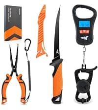 Corrosion Resistant Fishing Pliers, Fillet Knife, Scissors, 55 lb Floating Fish Lip Gripper, Multi-Function Fishing Tools KastKing SteelStream Fishing Tool Set, Fishing Gear B0F2FQ6CD9