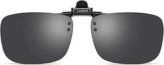 CAXMAN Polarized Clip-on Flip Up Metal Clip Rimless Sunglasses for Prescription Glasses