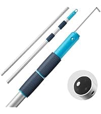 Upgraded Full Double Layer Pool Net Rake,17.5'' - Outer Heavy Duty Self-Repair Net & Inner Fine Mesh Net for Particle Debris, Above Ground & In-ground Swimming Pools, No Poles