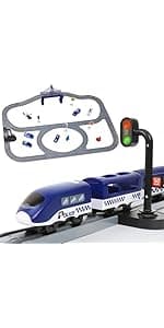 Train Sets for Toddlers, 66 Pcs Trains Toy with Battery Operated & Tracks (Magnetic Connection), Compatible with Thomas, Brio, Christmas Toy Gifts for 3 4 5 6 7 8 Years Old (Police)