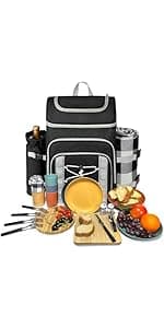 Hap Tim Picnic Basket Backpack for 2 Person with 2 Insulated Cooler Compartment, Wine Holder, Fleece Blanket, Cutlery Set, Wedding Gifts for Couples, Bridal Shower Gifts, Engagement Gifts