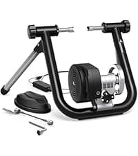 Sportneer Bike Trainer - Magnetic Stationary Bike Stand for 26-28" & 700C Wheels - Adjustable 6 Level Resistance Bike Trainer Stand for Indoor Riding with Quick Release Lever & Front Wheel Riser Block