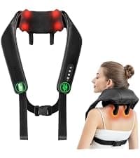 Nekteck Shiatsu Neck Massager for Pain Relief Deep Tissue with Heat, 3D Kneading Massage Pillow Back Shoulder Massagerfor Body Muscle, Plug-in Use for Home Office Car, Gifts for Mom Dad Him Her